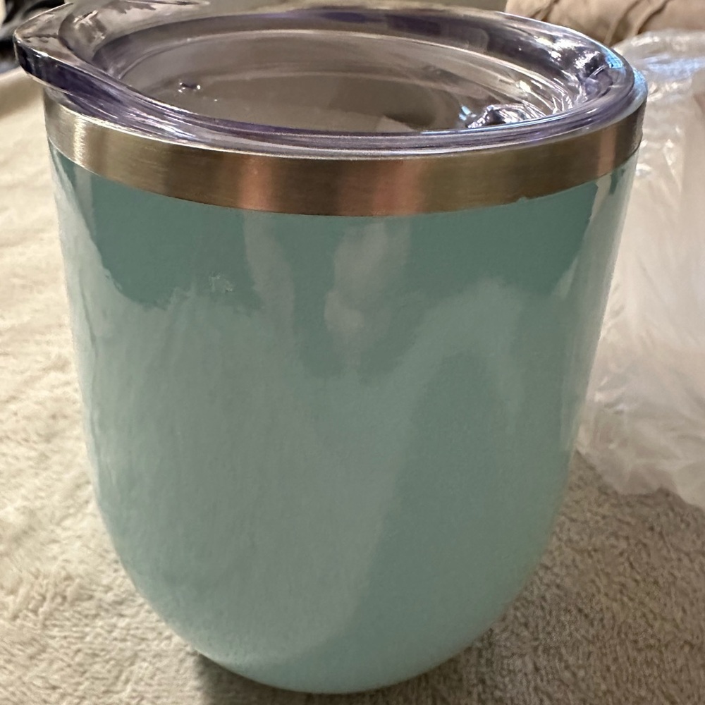 Maars Bev Steel Stemless Wine Glass Tumblers 12 oz Double Wall seafoam b…